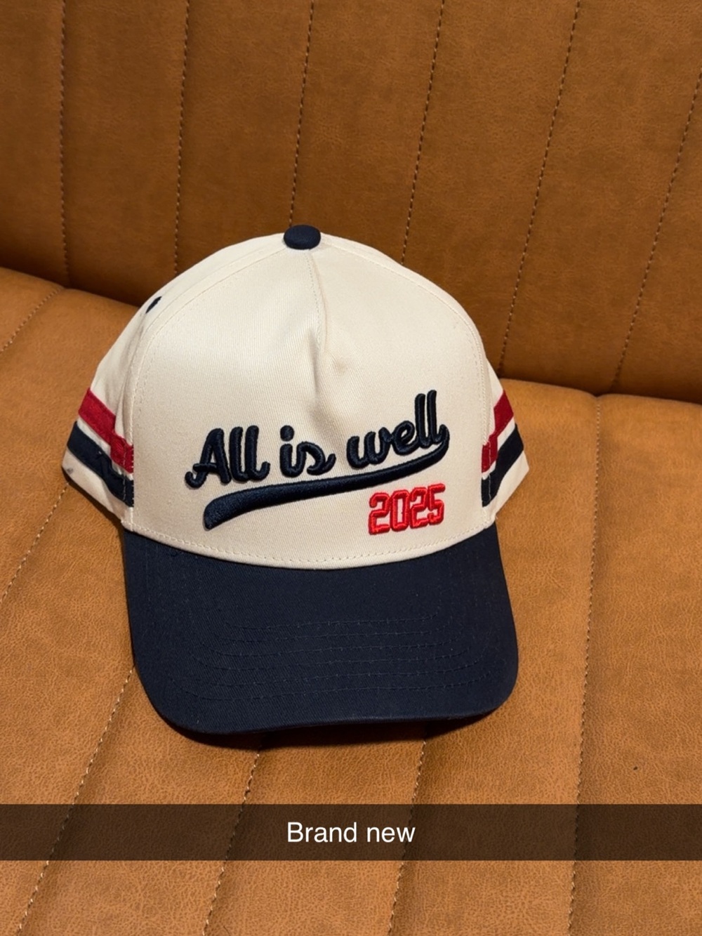 Kenz kustoms All is Well 2025 Embroidered Baseball Cap - White/Navy/Red